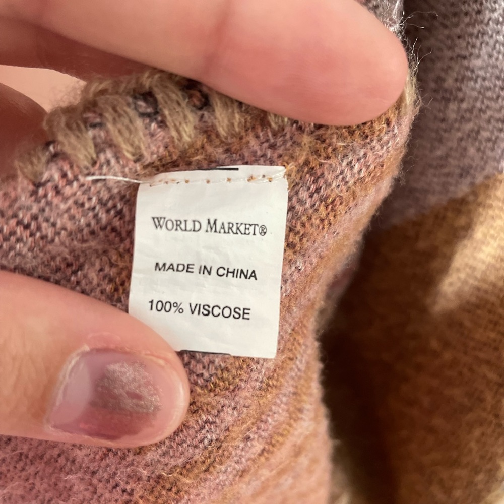 ❄️ World Market Brown Quilted Pattern Poncho Shrug OS - Picture 5 of 8